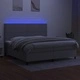 Боксспринг легло с матрак и LED, светлосиво, 200x200 см, плат