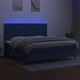 Боксспринг легло с матрак и LED, синя, 200x200 см, плат