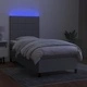 Боксспринг легло с матрак и LED, светлосиво, 80x200 см, плат