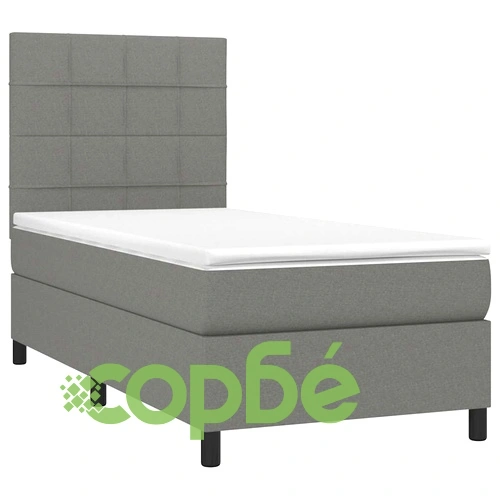 Боксспринг легло с матрак и LED, тъмносиво, 80x200 см, плат ➤ топ цена ➤ sorbe.bg