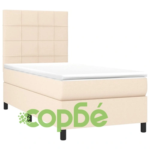 Боксспринг легло с матрак и LED, кремаво, 80x200 см, плат ➤ топ цена ➤ sorbe.bg