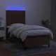 Боксспринг легло с матрак и LED, тъмнокафява, 90x190 см, плат