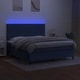 Боксспринг легло с матрак и LED, синьо, 160x200 см, плат