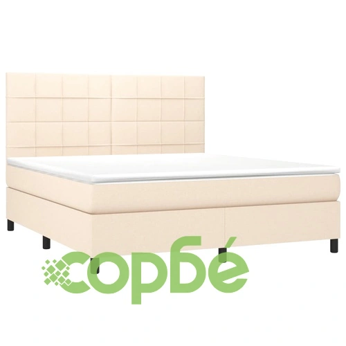 Боксспринг легло с матрак и LED, кремаво, 180x200 см, плат ➤ топ цена ➤ sorbe.bg