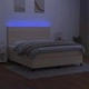 Боксспринг легло с матрак и LED, кремаво, 180x200 см, плат