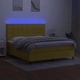 Боксспринг легло с матрак и LED, зелено, 180x200 см, плат