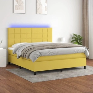 Боксспринг легло с матрак и LED, зелено, 180x200 см, плат