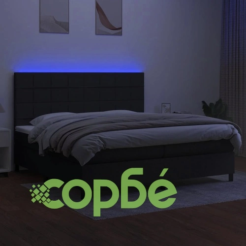 Боксспринг легло с матрак и LED, черна, 200x200 см, плат ➤ топ цена ➤ sorbe.bg