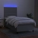 Боксспринг легло с матрак и LED, светлосиво, 80x200 см, плат
