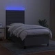 Боксспринг легло с матрак и LED, тъмносиво, 80x200 см, плат