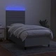Боксспринг легло с матрак и LED, светлосиво, 90x190 см, плат