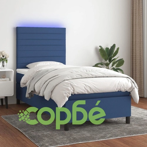 Боксспринг легло с матрак и LED, синя, 90x190 см, плат ➤ топ цена ➤ sorbe.bg