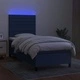 Боксспринг легло с матрак и LED, синьо, 100x200 см, плат