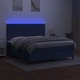 Боксспринг легло с матрак и LED, синьо, 160x200 см, плат