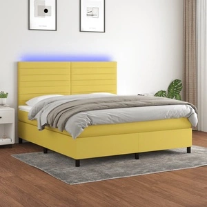 Боксспринг легло с матрак и LED, зелено, 160x200 см, плат