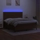 Боксспринг легло с матрак и LED, тъмнокафяво, 180x200 см, плат