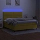 Боксспринг легло с матрак и LED, зелено, 180x200 см, плат