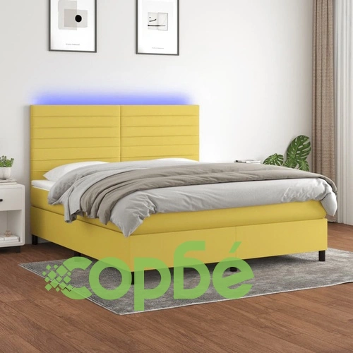 Боксспринг легло с матрак и LED, зелено, 180x200 см, плат ➤ топ цена ➤ sorbe.bg