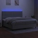 Боксспринг легло с матрак и LED, светлосиво, 200x200 см, плат