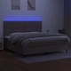 Боксспринг легло с матрак и LED, таупе, 200x200 см, плат