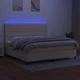Боксспринг легло с матрак и LED, кремава, 200x200 см, плат