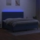 Боксспринг легло с матрак и LED, синя, 200x200 см, плат