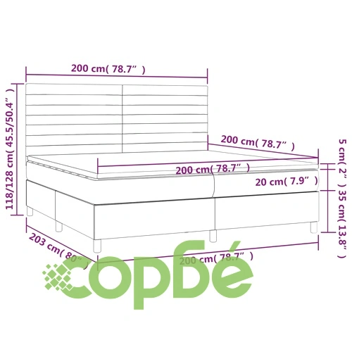 Боксспринг легло с матрак и LED, синя, 200x200 см, плат ➤ топ цена ➤ sorbe.bg