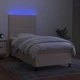 Боксспринг легло с матрак и LED, кремаво, 80x200 см, плат