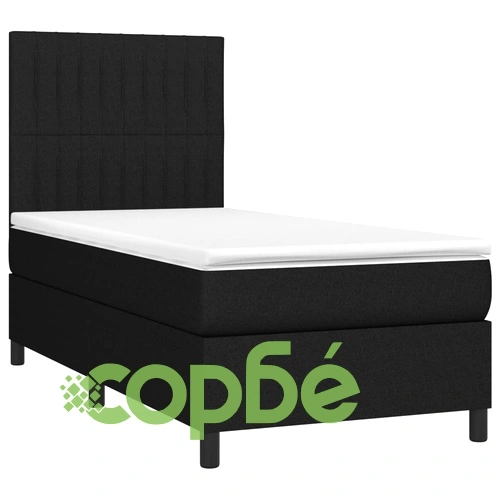 Боксспринг легло с матрак и LED, черна, 90x200 см, плат ➤ топ цена ➤ sorbe.bg