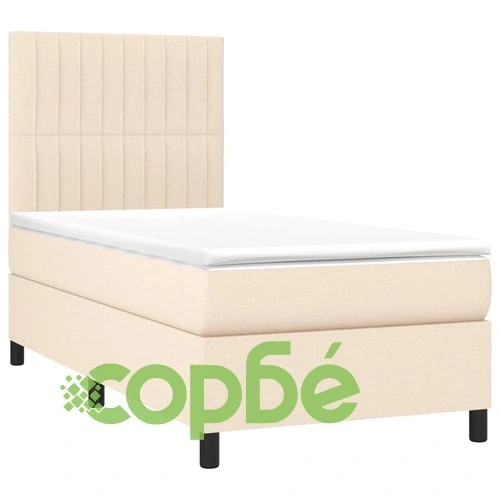 Боксспринг легло с матрак и LED, кремава, 90x200 см, плат ➤ топ цена ➤ sorbe.bg