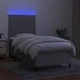 Боксспринг легло с матрак и LED, светлосиво, 100x200 см, плат