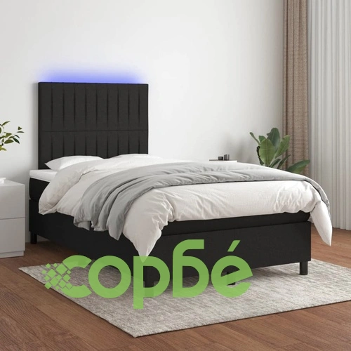Боксспринг легло с матрак и LED, черно, 120x200 см, плат ➤ топ цена ➤ sorbe.bg