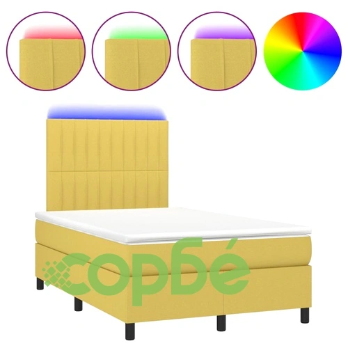 Боксспринг легло с матрак и LED, зелено, 120x200 см, плат ➤ топ цена ➤ sorbe.bg