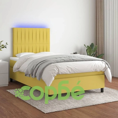 Боксспринг легло с матрак и LED, зелено, 120x200 см, плат ➤ топ цена ➤ sorbe.bg