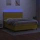 Боксспринг легло с матрак и LED, зелено, 160x200 см, плат