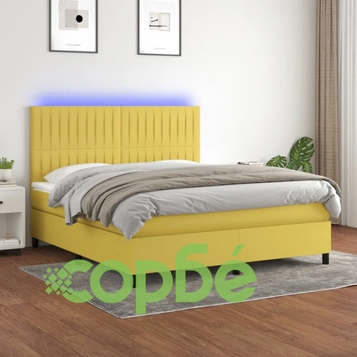Боксспринг легло с матрак и LED, зелено, 160x200 см, плат ➤ топ цена ➤ sorbe.bg