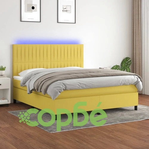 Боксспринг легло с матрак и LED, зелено, 180x200 см, плат ➤ топ цена ➤ sorbe.bg