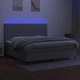 Боксспринг легло с матрак и LED, светлосиво, 200x200 см, плат