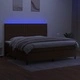 Боксспринг легло с матрак и LED, тъмнокафява, 200x200 см, плат