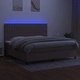 Боксспринг легло с матрак и LED, таупе, 200x200 см, плат