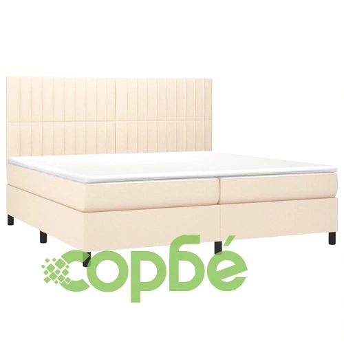 Боксспринг легло с матрак и LED, кремава, 200x200 см, плат ➤ топ цена ➤ sorbe.bg