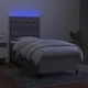 Боксспринг легло с матрак и LED, светлосиво, 90x190 см, плат