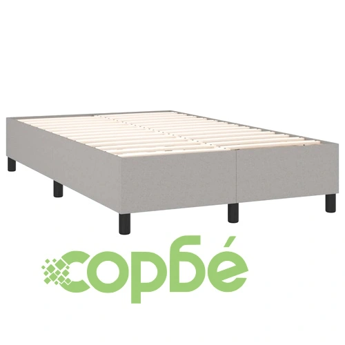 Боксспринг легло с матрак и LED, светлосиво, 120x200 см, плат ➤ топ цена ➤ sorbe.bg