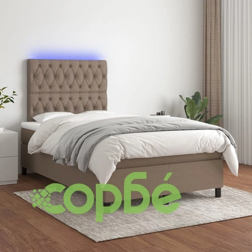 Боксспринг легло с матрак и LED, таупе, 120x200 см, плат ➤ топ цена ➤ sorbe.bg