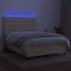Боксспринг легло с матрак и LED, кремаво, 140x190 см, плат