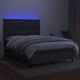 Боксспринг легло с матрак и LED, тъмносиво, 140x200 см, плат