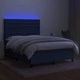 Боксспринг легло с матрак и LED, синьо, 140x200 см, плат