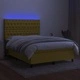 Боксспринг легло с матрак и LED, зелено, 140x200 см, плат