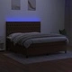 Боксспринг легло с матрак и LED, тъмнокафяво, 160x200 см, плат