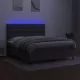 Боксспринг легло с матрак и LED, тъмносиво, 180x200 см, плат